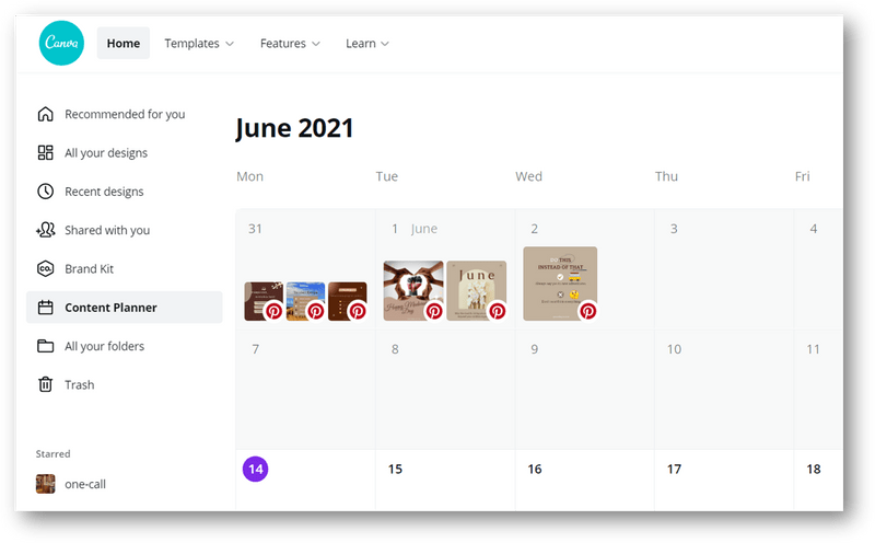 Canva Pro 內容規劃行事曆