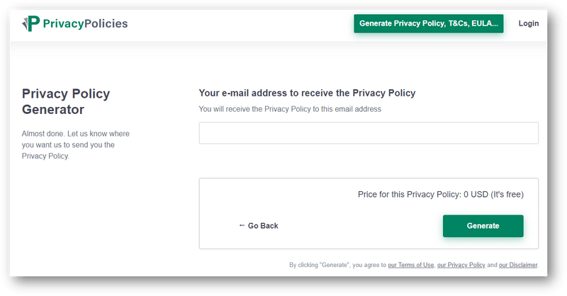 選擇隱私權政策寄送信箱