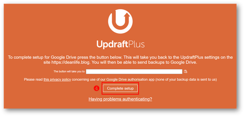 UpdraftPlus 與 Google Drive 串聯