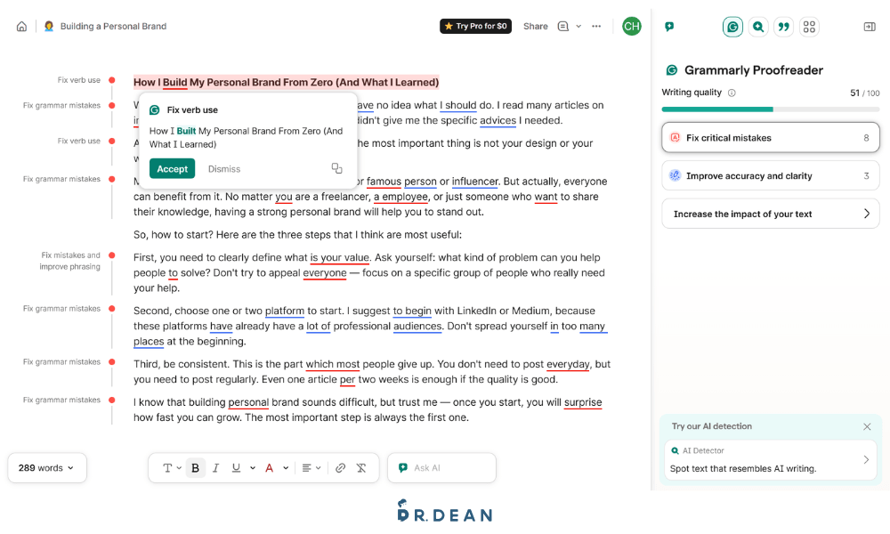 Grammarly 實測評價:寫英文 Email、報告、履歷,誰適合用? 26 Grammarly 自動分析可校正處
