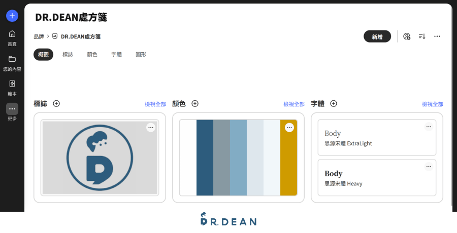 Adobe Express 教學:9 種實用技巧 + 6 大功能介紹(2026) 21 6概覽頁會顯示 Logo、調色盤和字體