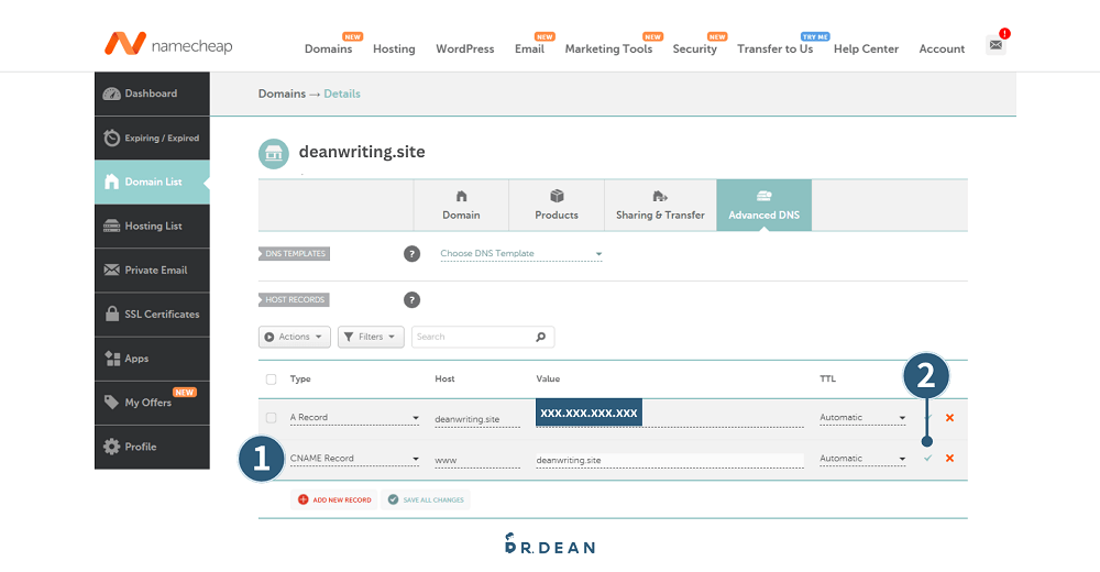 Namecheap 教學:3 步驟購買網域 + 串接主機 (含網域轉移範例) 22 設定網域流程6