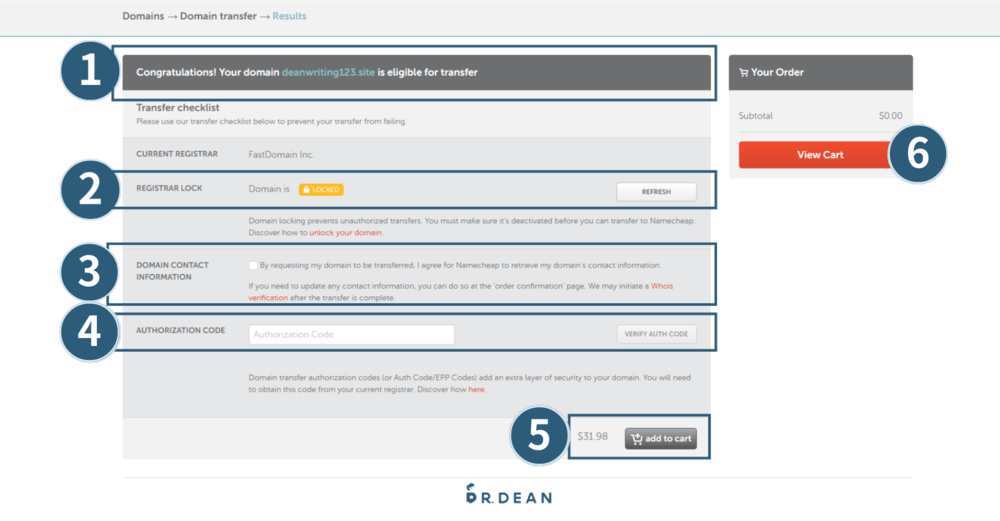 Namecheap 教學:3 步驟購買網域 + 串接主機 (含網域轉移範例) 58 Bluehost轉網域到Namecheap7