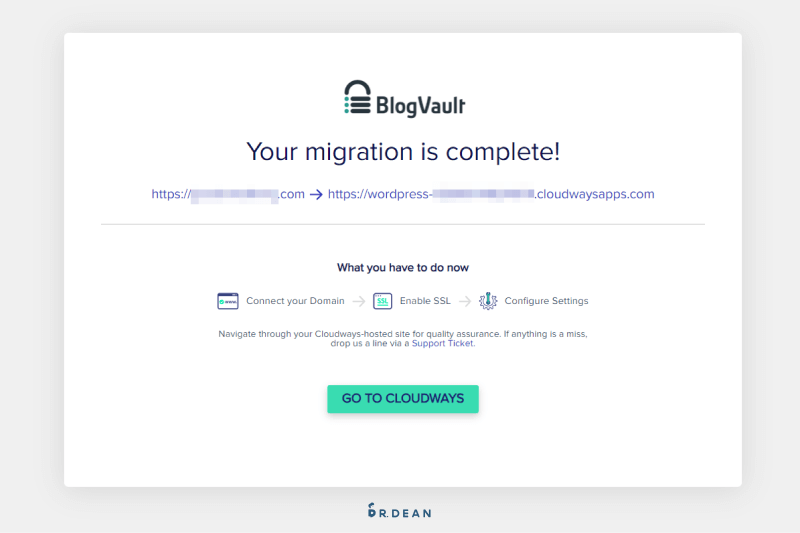【教學】4 步驟快速從 Bluehost 搬家到 Cloudways 20 cloudways 主機資料轉移完成