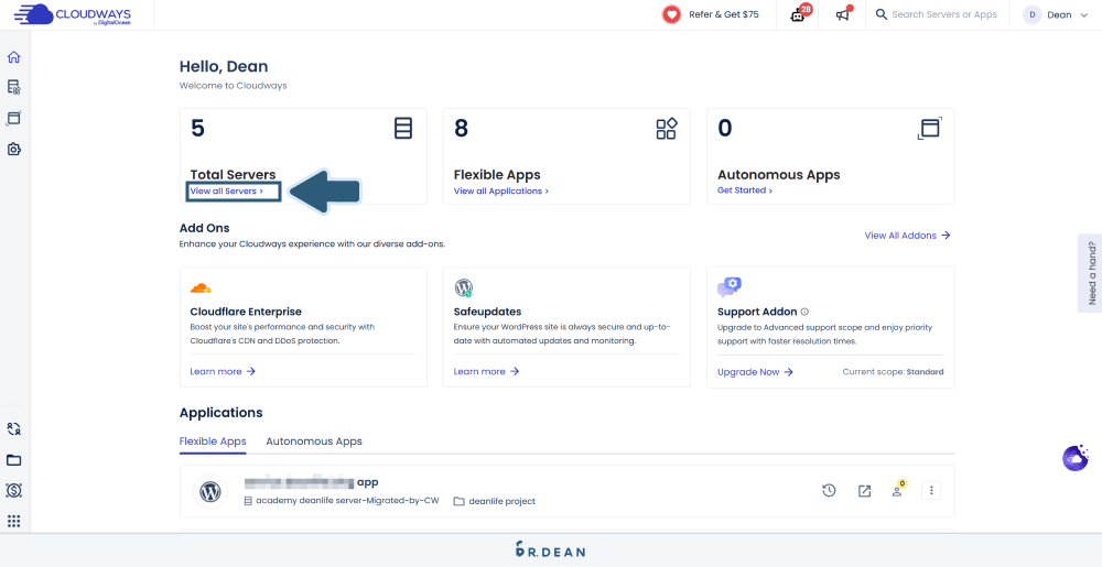 【教學】Cloudways Gmail SMTP 設定 (每日免費寄送 500 封信) 3 進入 Cloudways Servers 設定