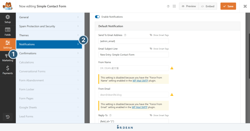 WPForms 教學:5 分鐘客製 WordPress 表單 (設定超直覺) 12 WPForms 郵件通知設定