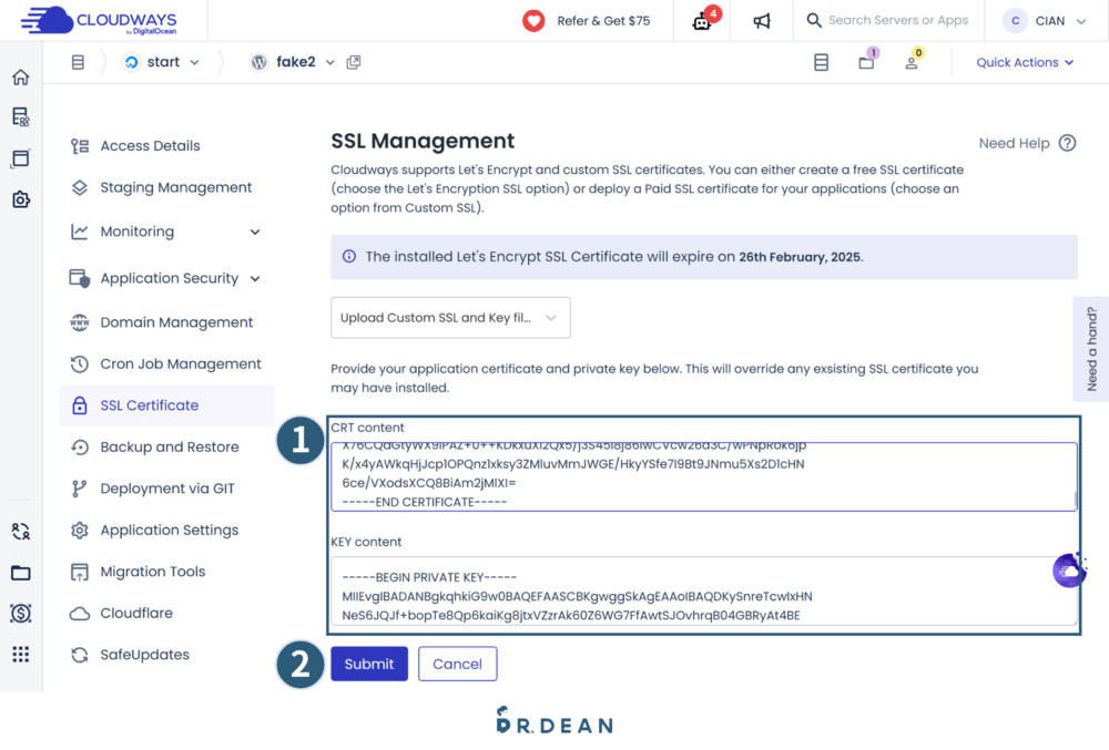 SSL For Free 教學:免費 SSL 憑證申請 & 安裝 19 Cloudways安裝SSL3