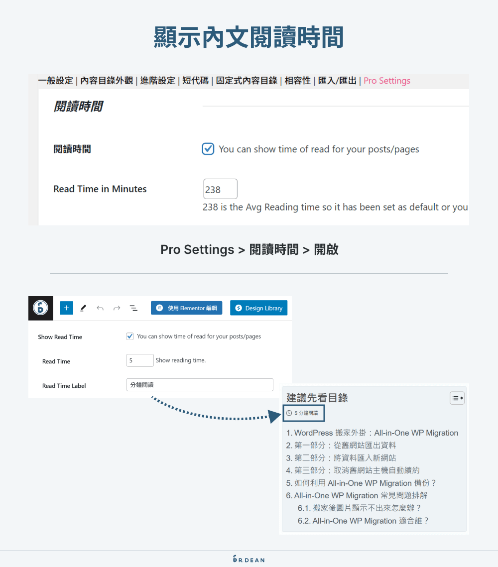 Easy Table of Contents 設定教學:6個基本功能 + 3個付費功能 17 顯示內文閱讀時間