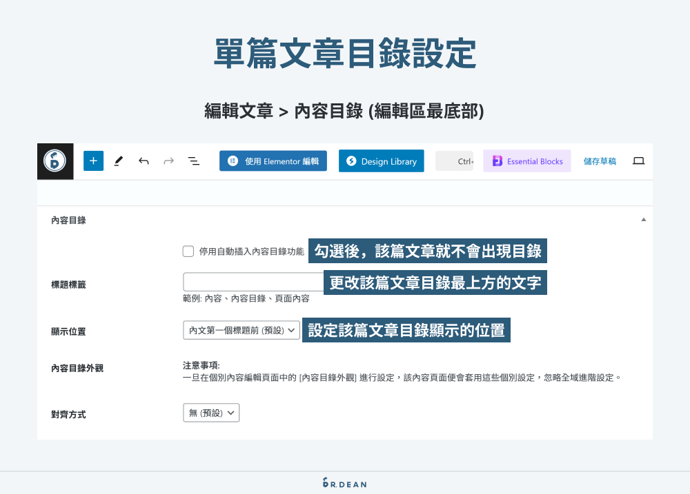 Easy Table of Contents 設定教學:6個基本功能 + 3個付費功能 4 Easy Table of Contents 7