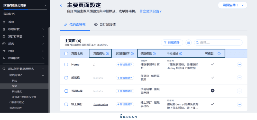 【2026】Wix 教學:4 步驟快速架站 + 優缺點分析 (完整指南) 56 頁面SEO設定3