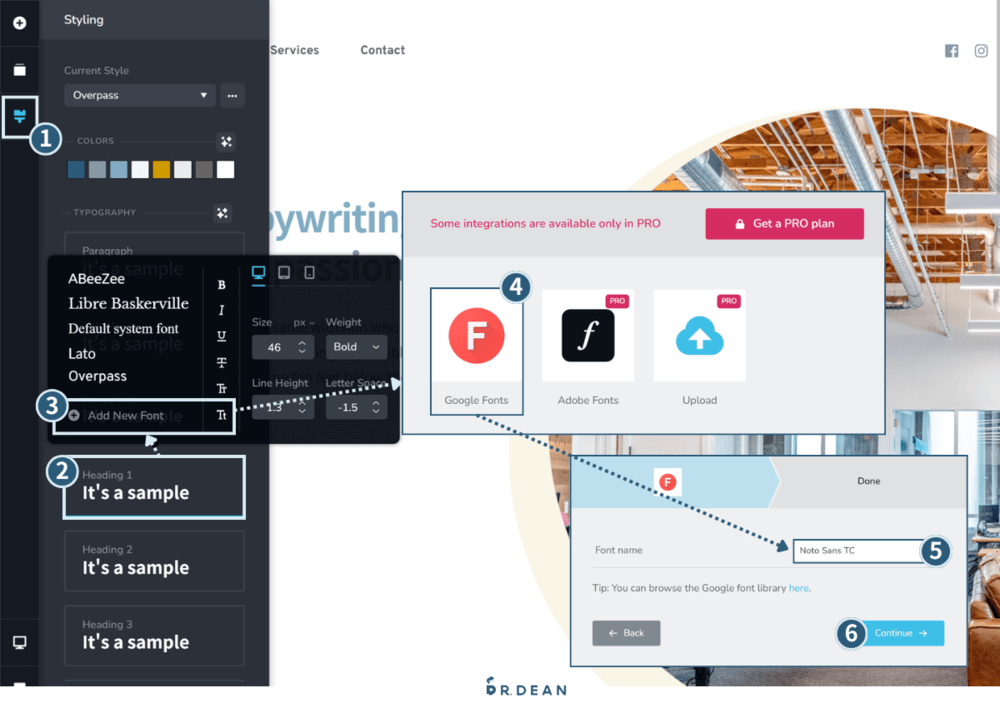 Brizy 教學:拖放式 WordPress 頁面編輯器 (超直覺、快速上手) 19 Brizy 串接 Google Fonts 教學步驟