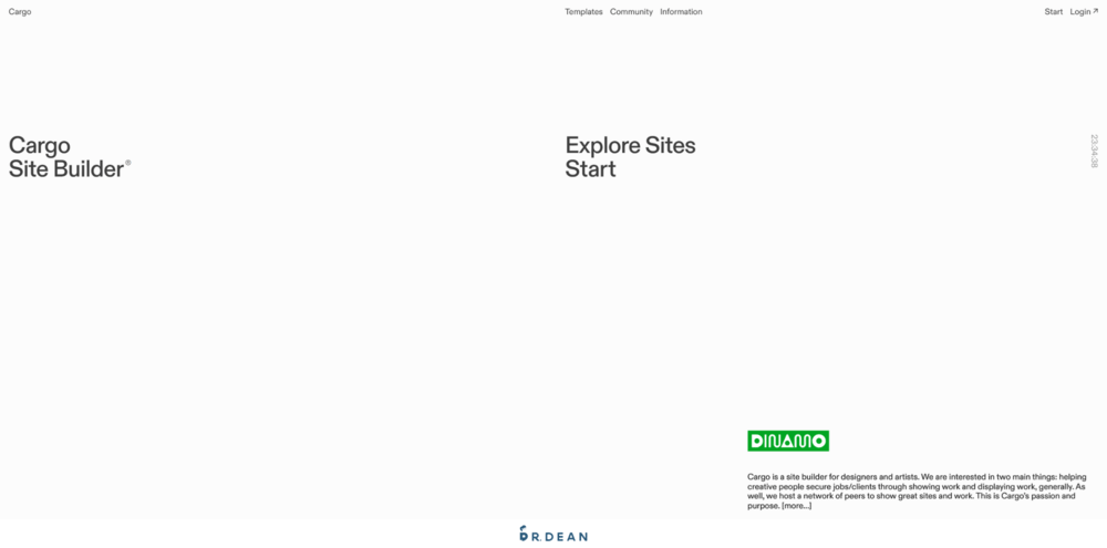 15 個作品集網站推薦:2026 設計師、接案者必看平台比較 26 簡約風格 Cargo 架站平台主頁設計