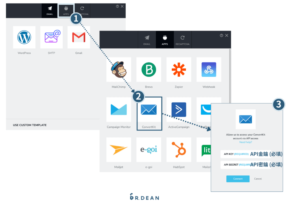 Brizy 教學:拖放式 WordPress 頁面編輯器 (超直覺、快速上手) 58 電子報平台串接視窗設定畫面