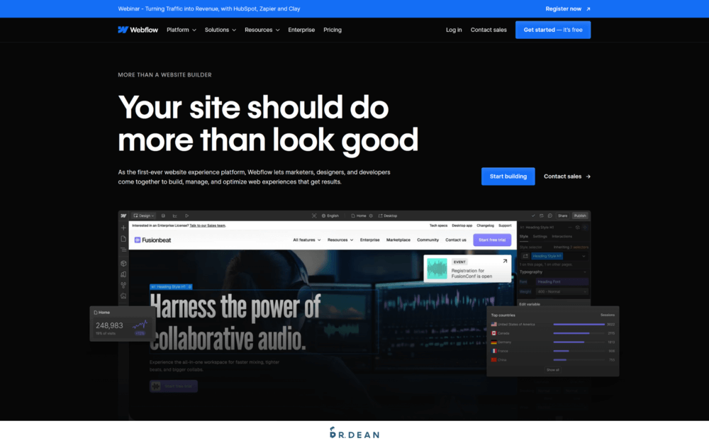 15 個作品集網站推薦:2026 設計師、接案者必看平台比較 24 Webflow互動式網站設計平台介面