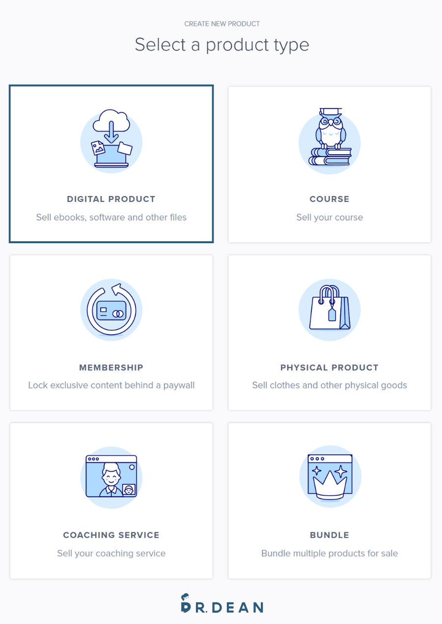 【2026】Payhip 是什麼?3 步驟賣數位商品 (完整圖文教學) 6 數位產品與商品類型選擇介面