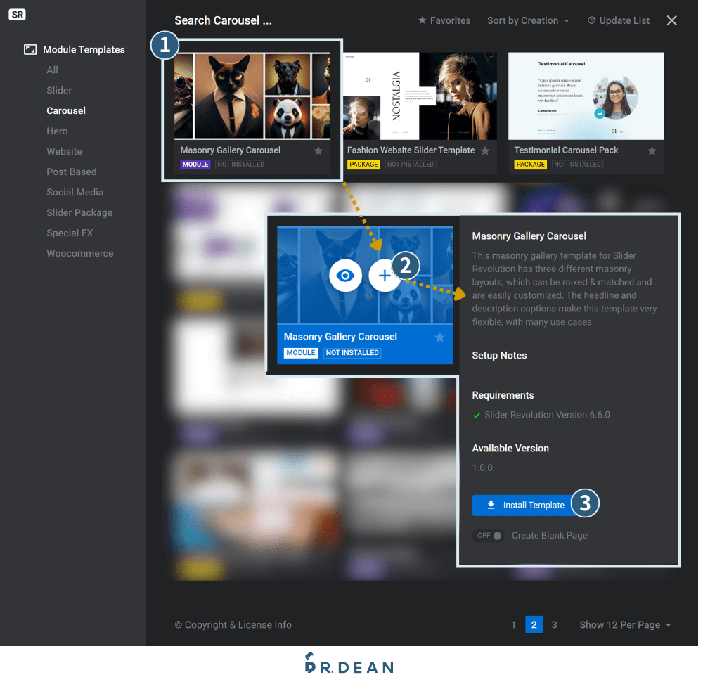 Slider Revolution 教學:製作 WordPress 網站動畫 (不用程式碼) 19 作品集網站模板列表頁面