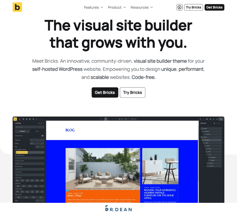 WordPress 佈景主題推薦:架站 8 年,這 10 款最好用【2026】 15 Bricks 視覺化編輯佈景主題介面展示