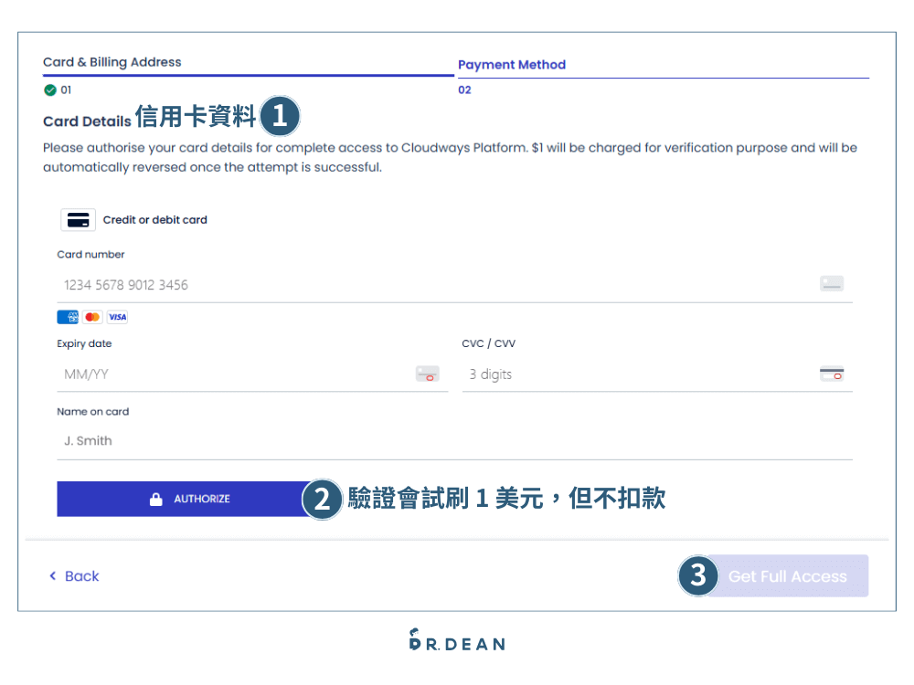 個人網站架設教學:從 0 到 1 打造專業形象網站【2026 範例推薦】 8 填寫 Cloudways 信用卡資料