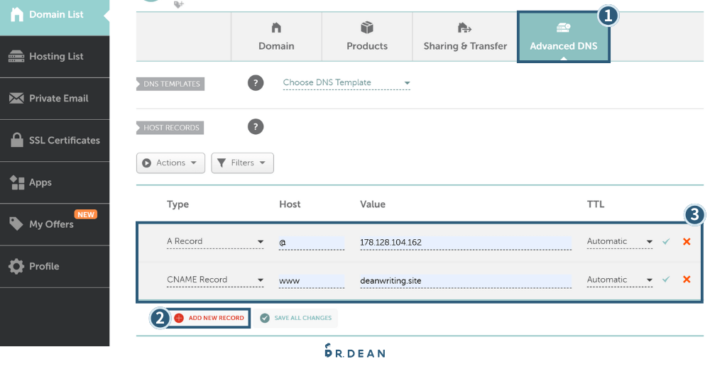 DNS 是什麼?如何設定指向主機?2 種最常見的方式(附圖教學) 8 Namecheap DNS 設定主機串接頁面