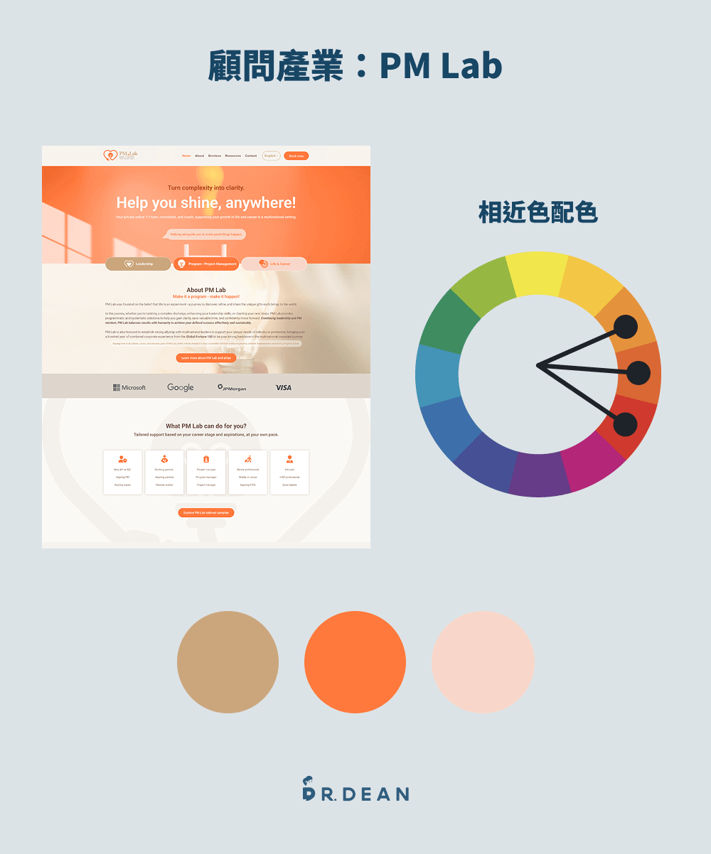 6 大配色技巧全攻略:必學色相環 + 配色網站(含案例分析) 19 PM Lab 配色範例