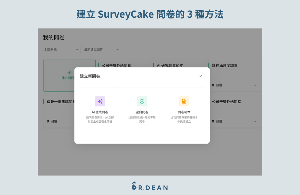 SurveyCake 教學:5 分鐘,用 AI 做出專業級問卷【2026】 2 問卷建立三種方式與操作說明